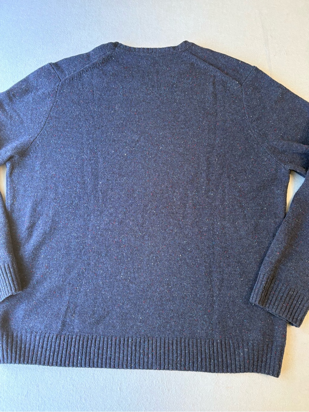 Y2K Brooks Brothers Men's Navy Merino Wool Donegal Fleck Crewneck Sweater Sz XL - Picture 5 of 5